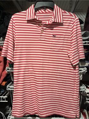 Vineyard Vines Red and White Striped Men's Polo